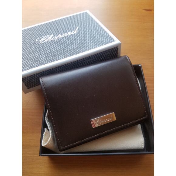 Chopard Brown Leather Bifold ID Card Holder Wallet II Classico N5 Made In ITALY - Picture 1 of 7